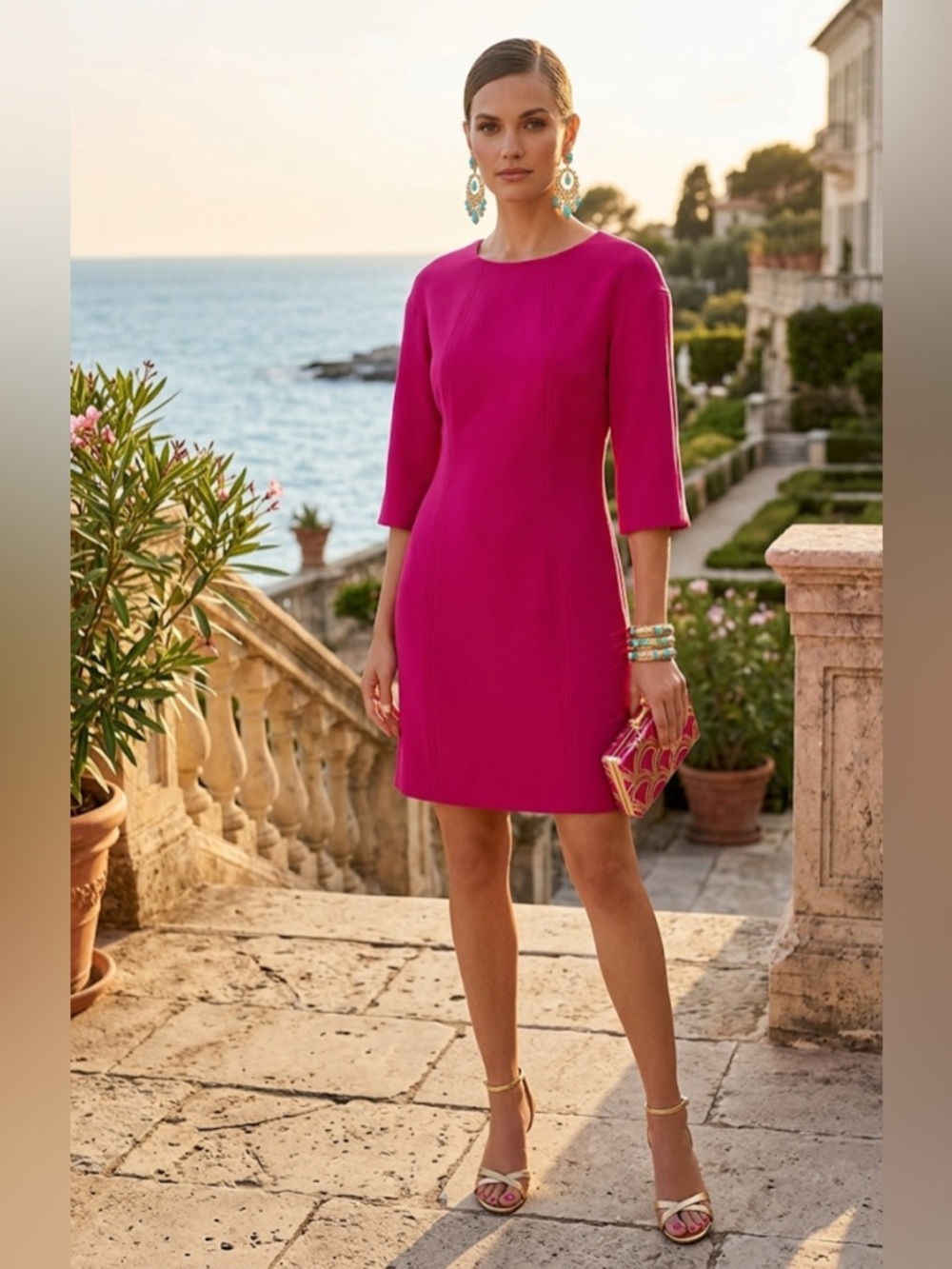 Trina Turk Hot Pink Shift Dress - Picture 9 of 9